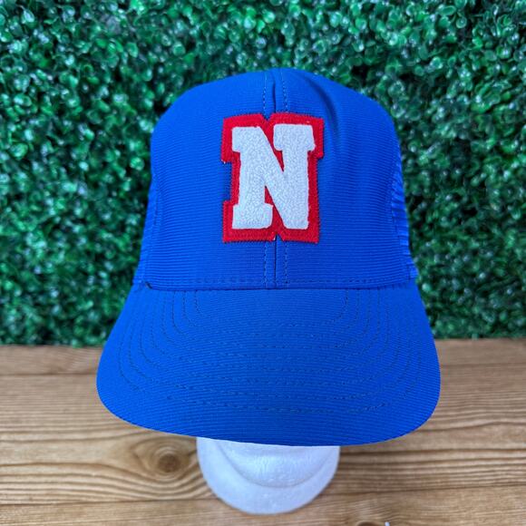 Vintage Adult Blue Reynolds Letter N 80s Hat Snapback Made in the USA Cap  L XL - Picture 1 of 7